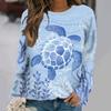 Sudaderas de Animales Marinos Tortugas Marinas Medusas Sudaderas con Capucha Estampado 3D Mujer Manga Larga Y2k Oversized Jerséis Tops Ropa Femenina
