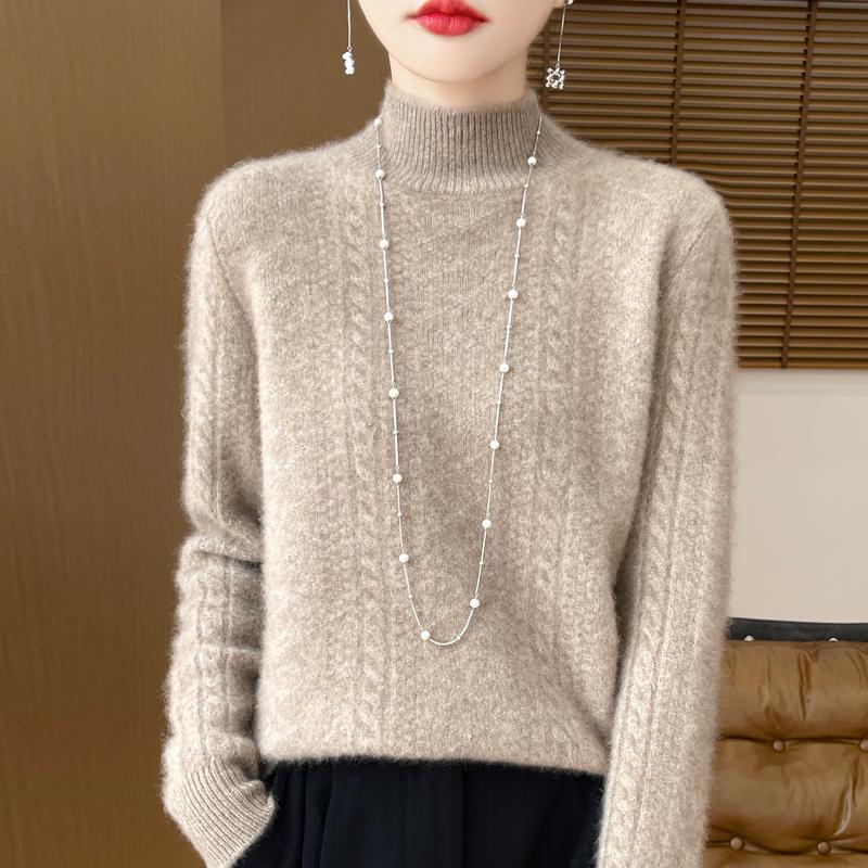 Women Sweater 100% Wool MODERN NEW SAGA Turtleneck Knit Pullover Thick Winter Jumpers Female Knit Tops