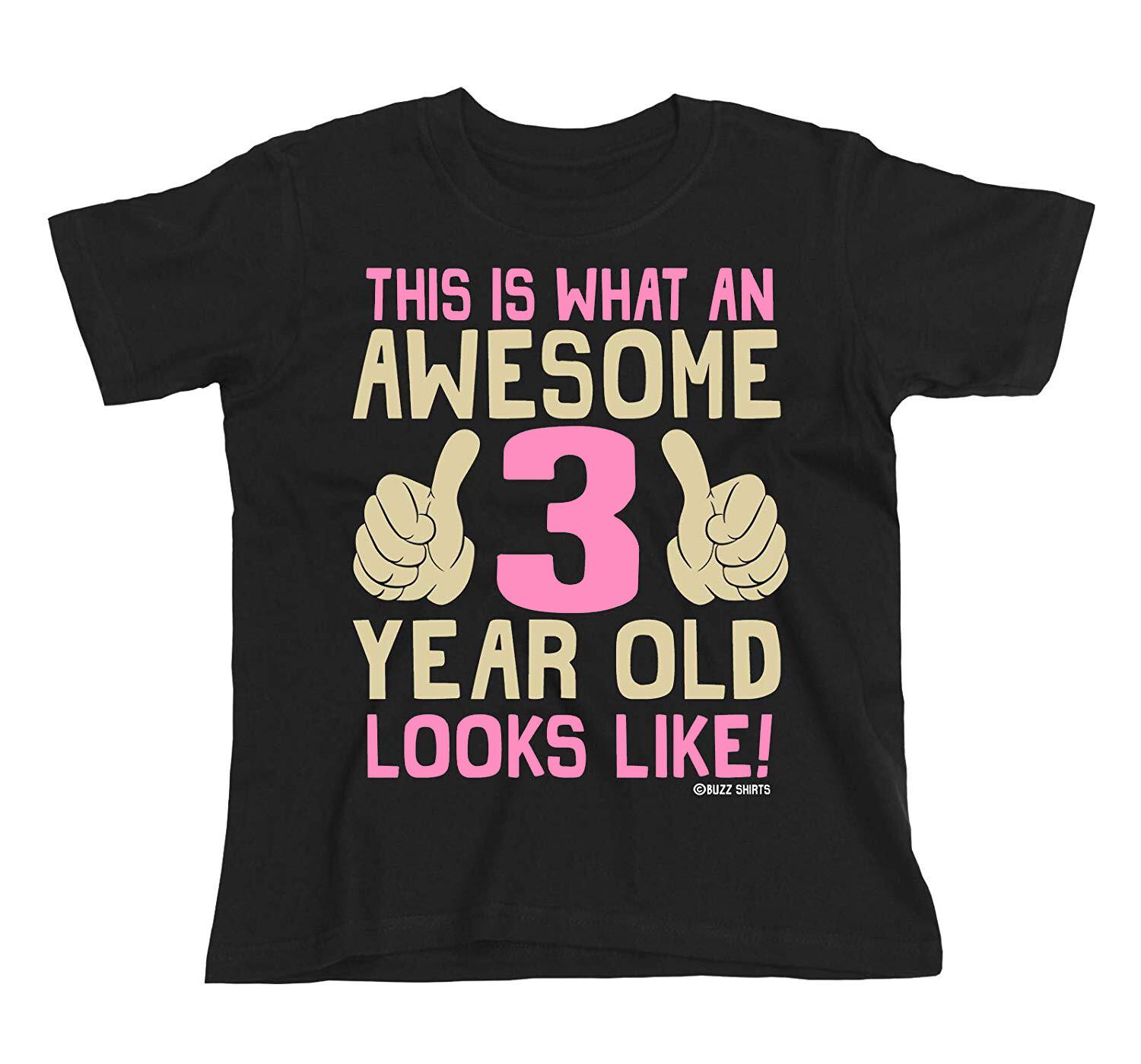 Girls 3rd Birthday T-Shirt Mens Womens Tees Top Cotton Awesome 3 Year Old GIFT Idea XL