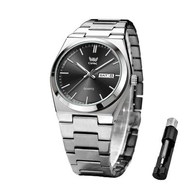 Men's Wristwatch Waterproof Stainless Steel Date Casual Business Lightweight Comfortable Black
