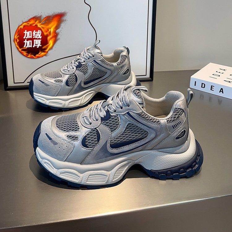 Retro huge good-looking dad shoes women's 2025 new shoes women's shoes winter velvet warm sneakers running shoes