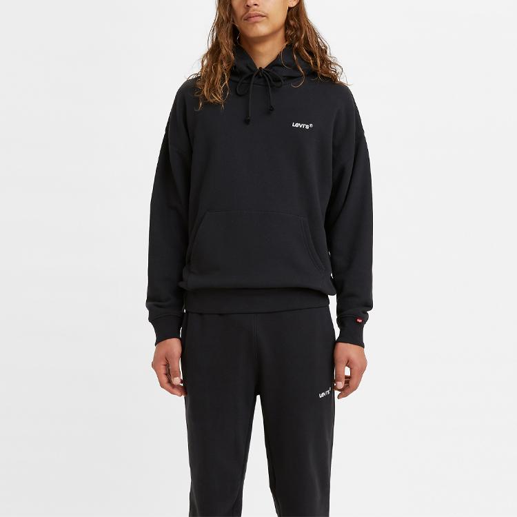Levis Embroidered Pattern Pullover Solid Color Hoodie Men Hoodies Black A0747-0006