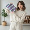 Hasp Closure Striped Bag Soft Texture Cloud Pouch Wrinkled Purse Knit Clutch  Fashion Ladies