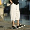 Summer Thin Cotton Linen Men's Loose Fit Seven-Foot Pants Wide Leg Casual Shorts Comfortable Breathable Lightweight Trousers