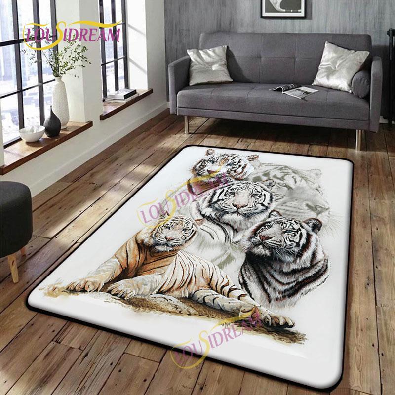 Animal Art Tiger Washable Square Soft Wolves Rug Living Room Bedroom Decorative Floor Mat Kitchen Bathroom Door Mat carpet.