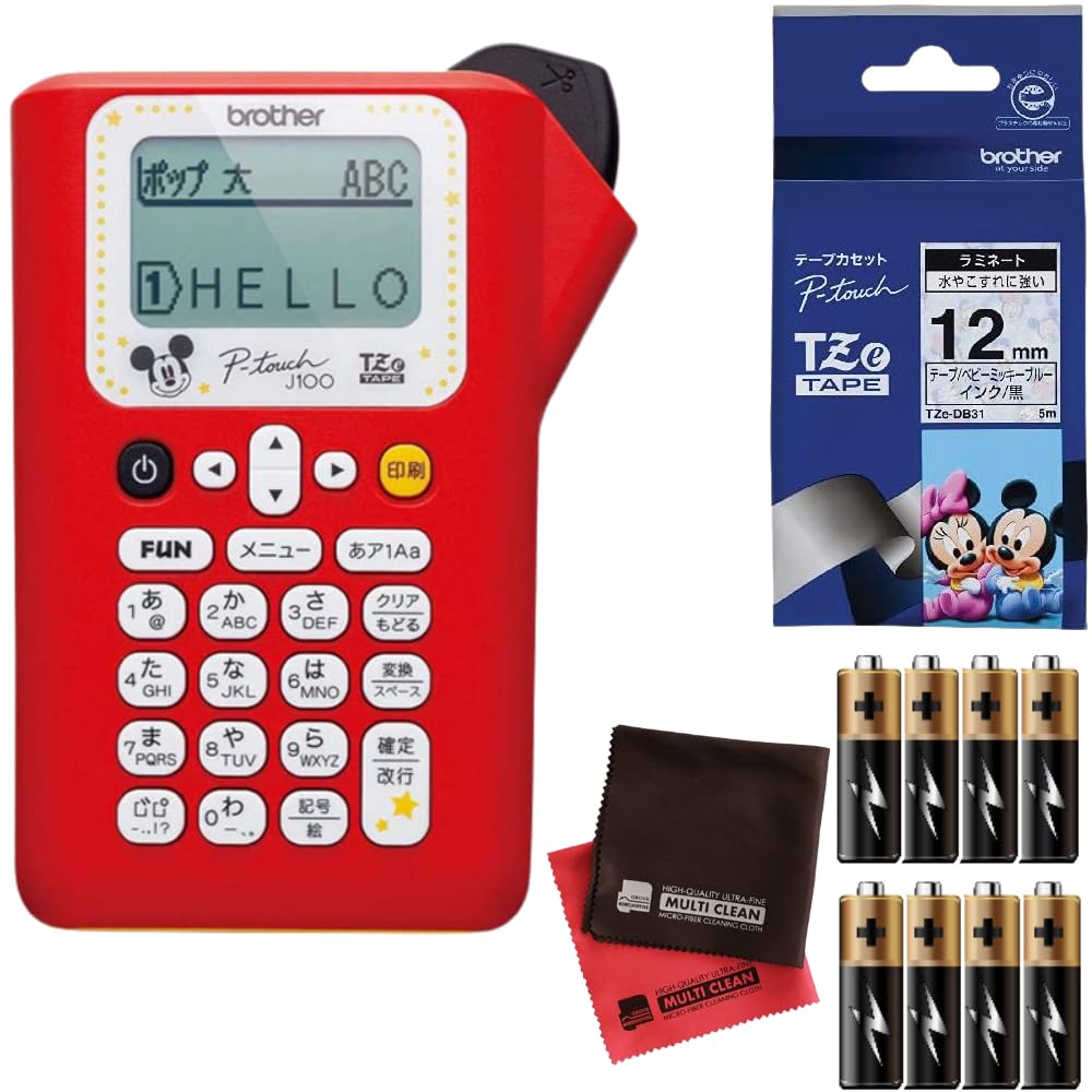 

Brother Label Writer Character Model Red Character Blue Tape Battery Cross of PT-J100 P-Touch [PT-J100MCR] & [TZe-DB31] & & (Set 4)