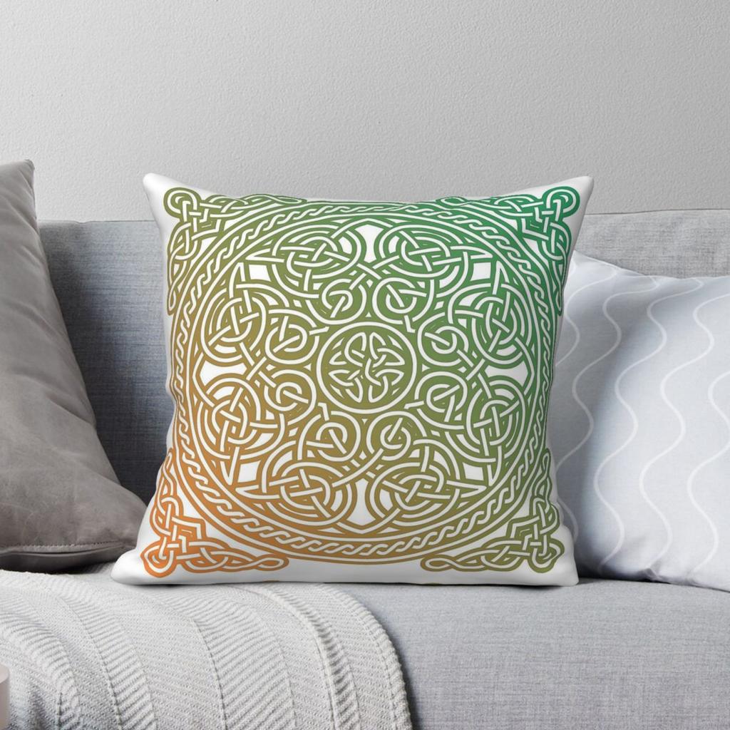 Celtic Knot Square Pillowcase Polyester Linen Velvet Printed Zip Decor Bed Cushion Case