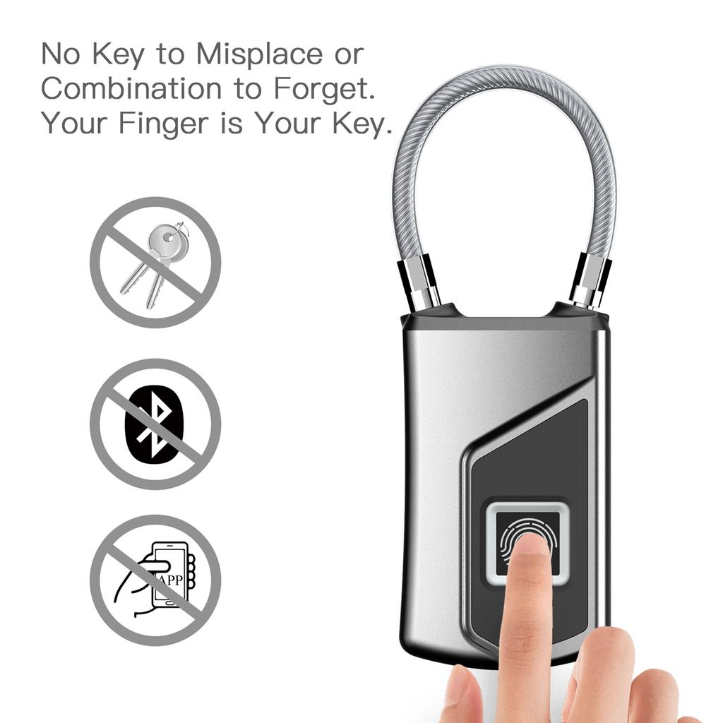 L1 Smart Biometric Fingerprint Lock Usb Rechargeable Anti theft Security Padlock Waterproof For Luggage Case Door