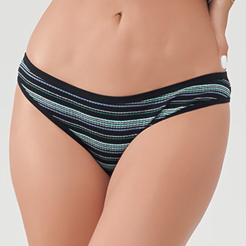 New Colour-Striped Breathable Ribbed Cotton Knickers for Women Comfortable Low-Rise Hot Girl Briefs