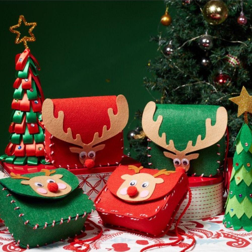 DIY Christmas Decoration Handicraft Craft Toys Bag Xmas Creative Materials Kits Gift Box Candy Bag Kids Handbag