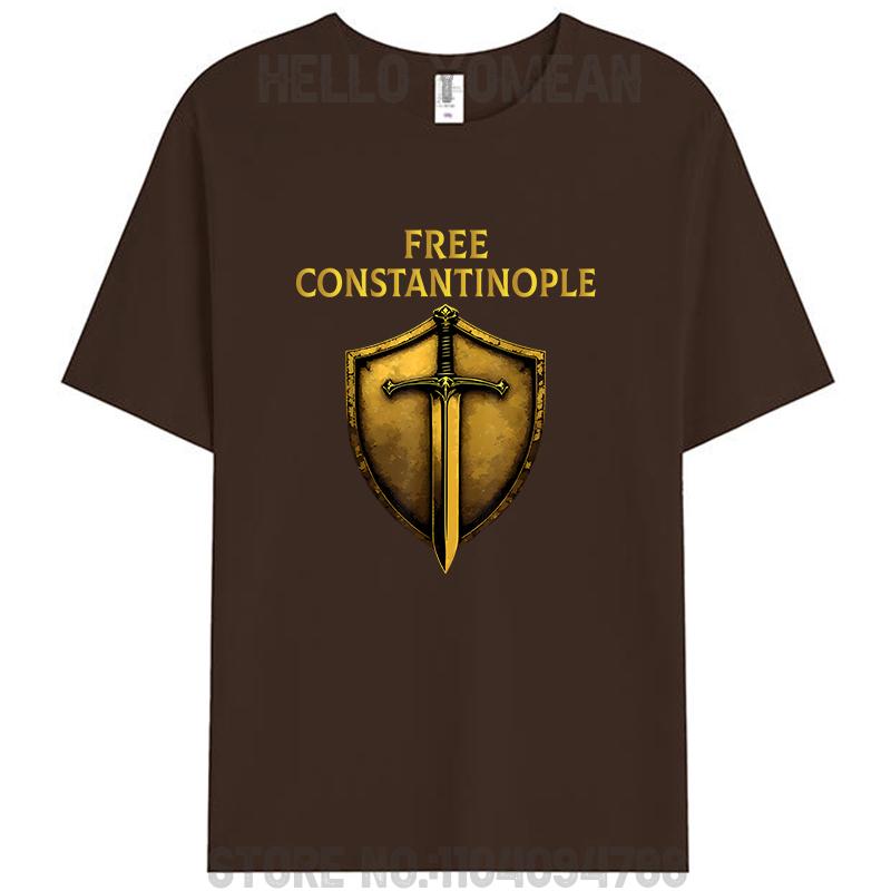 Kostenloses Konstantinopel Meme Schild und Schwert Retro Unisex T-Shirt Baumwolle Lässig Streetwear Mode Grafik Kurzarm T-Shirts Oberteile