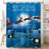 Tu Christmas Shower Curtain Santa Claus Festive Holiday Decor Winter Scene Bathroom Fabric Xmas Home Decoration Gift