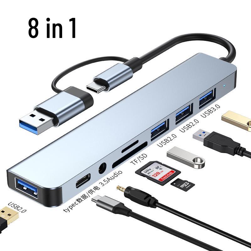 2-in-1 7-Port USB Docking Station: Multifunctional Type-C Hub for Computers & Phones