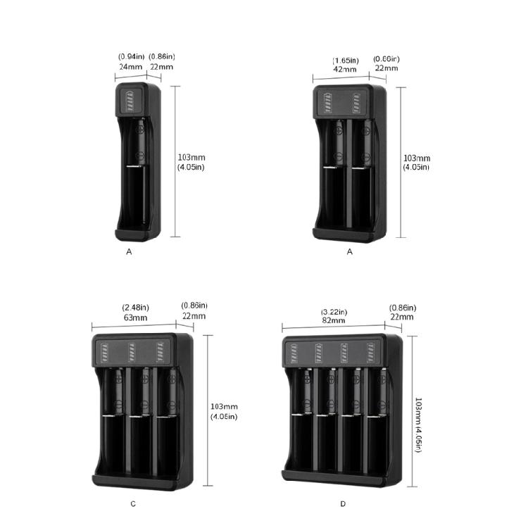 1/2/3/4 Slot Charger For 18650 Batteries Rapid USB C Power Delivery Featuring Safety Protections with LED Indicators