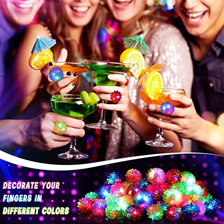 10/20/30/40/50/60pcs Glowing Rings LED Light Up Luminous Rings Party Favor Toys Flash Led Lights Glow In The Dark Party Supplies