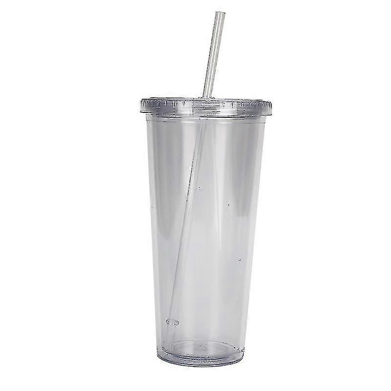 24oz Classic Wall Tumbler Cup With Lid, Reusable Straw