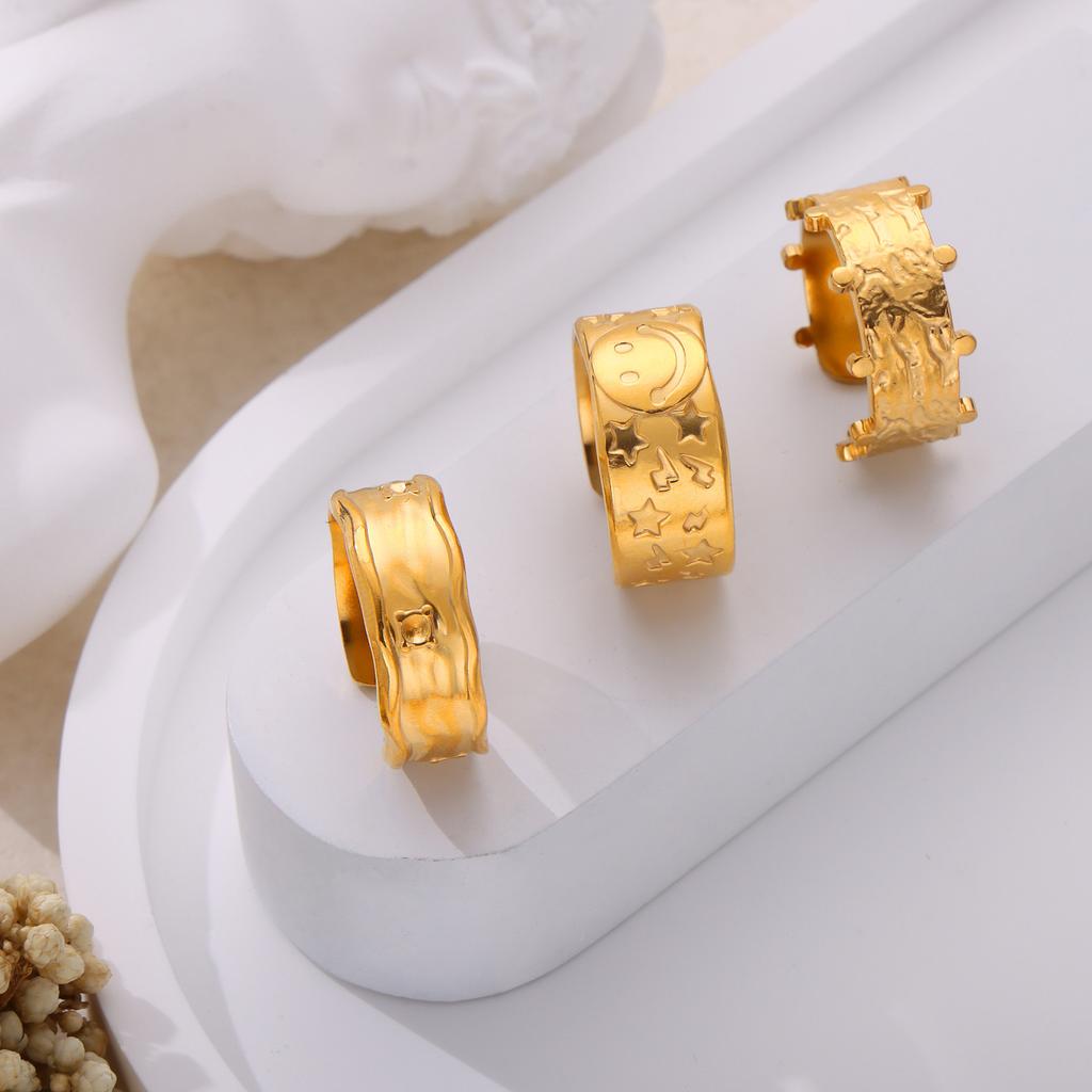 Ring Irregular Texture Texture Geometric Ring Concave and Convex Creative Design Temperament Simple Ring Jewelry