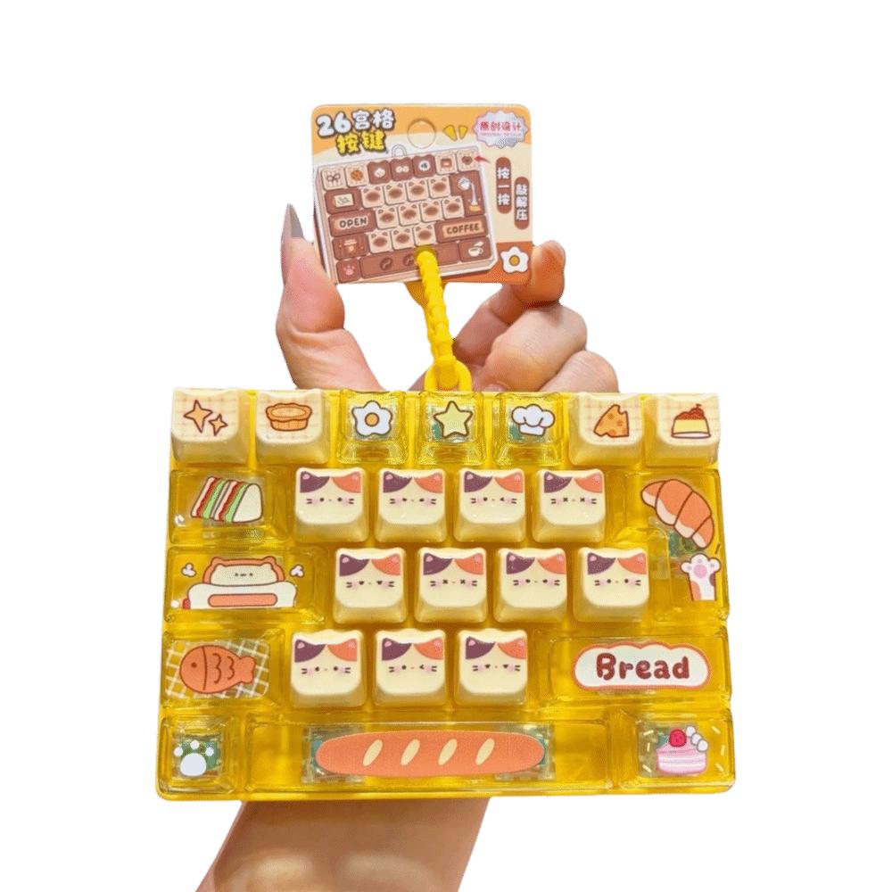 Transparent Dual-Tone Mini Keyboard Pendant 26-Key Keyboard Keychain Children's Bag