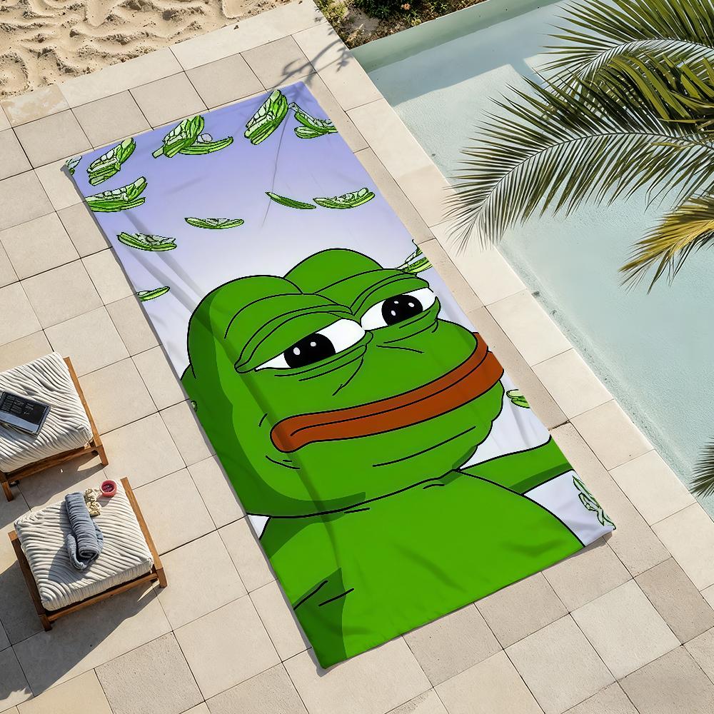 Funny P-Pepe the F-Frog Towel Drying Bath Towel Applicable To Light Swimming Camping Yoga Beach Out