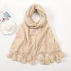 Hot-selling New Solid-color Hairball Imitation Cashmere Scarf In Autumn and Winter, Versatile Fashionable Velvet Thickened Fringed Warm Scarf