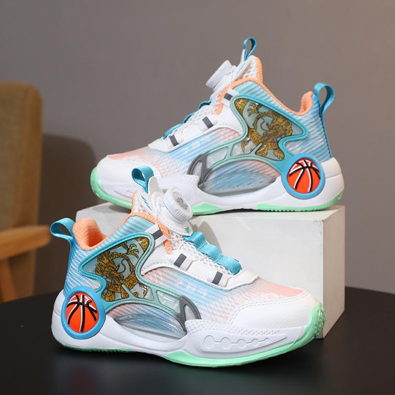 2025 summer mesh breathable new boys and girls sports shoes medium and older children's actual combat sneakers children's basketball shoes