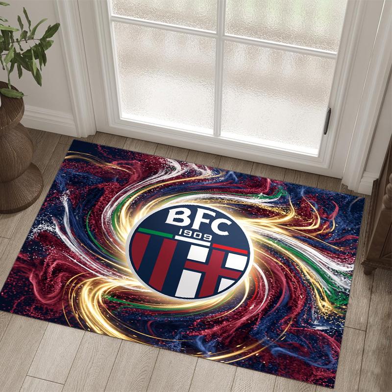 Bologna FC Design Crystal Velvet Carpet Cozy Non?Slip Printed Rug For Bedroom Living Room Entrance