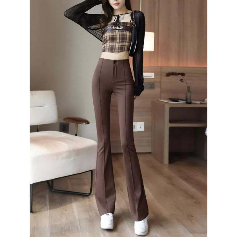 

Women Brown Fleece Lined Leggings High Waist Slim Fit Warm Casual Pants S коричневий