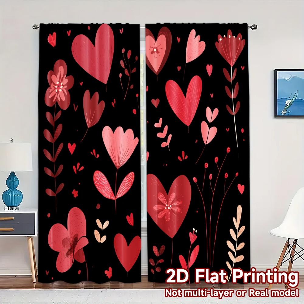 

Set Of 2 Flat Printing Jit Curtains Without Rod Heartgarden Drapes Popular Pattern Yarn Home Decor Made Polyester W100*H70(CM)-Grommet top&2PCS
