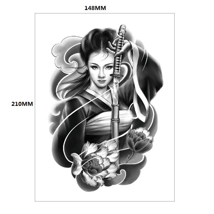 Traditionelle schöne Frau Charakter Tränen Geisha Farbe Wasser Transfer Blume Arm Anti-Real Tattoo Aufkleber Tattoo