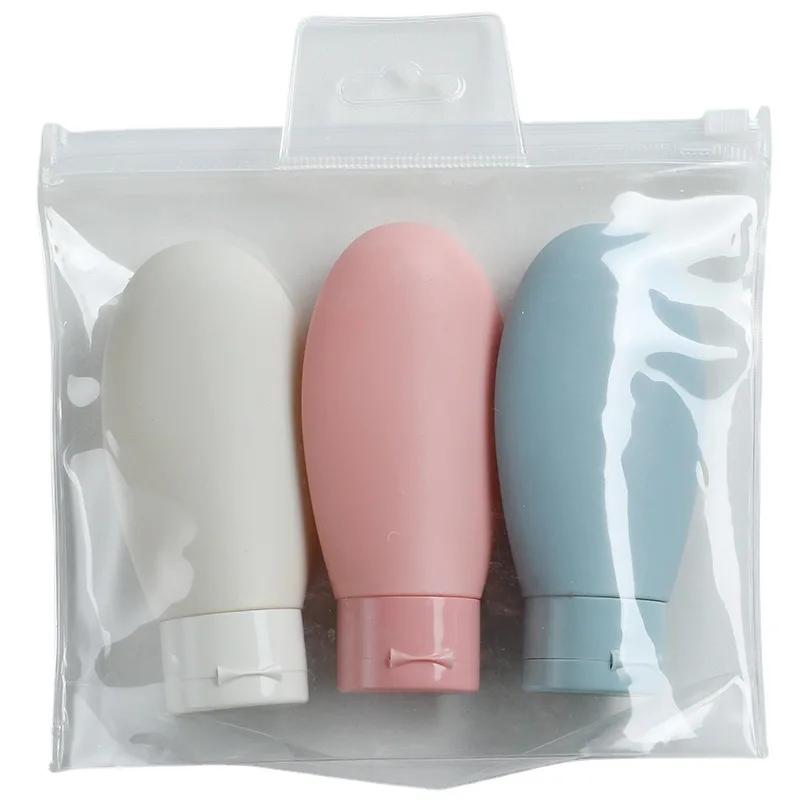 3pcs Nordic Style PE Hose Dispensing Bottle, Portable Hotel Shampoo, Shower Gel, Travel Squeeze Lotion Dispensing Kit