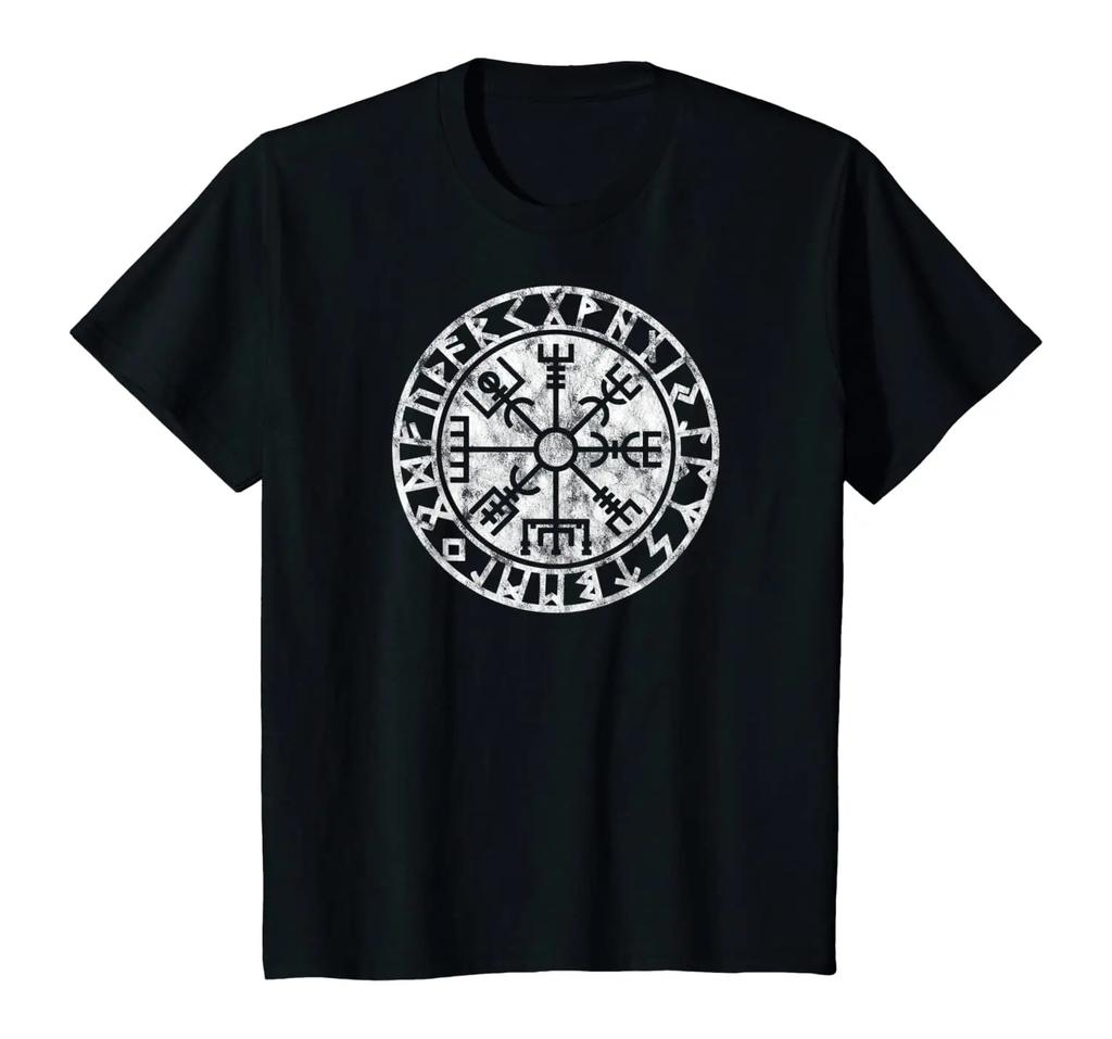 Bussola Vegvisir Futhark Rune Nordiche Talismano Maglietta 100% Cotone Girocollo Estate Manica Corta Casual Maglietta da Uomo Taglia S3XL