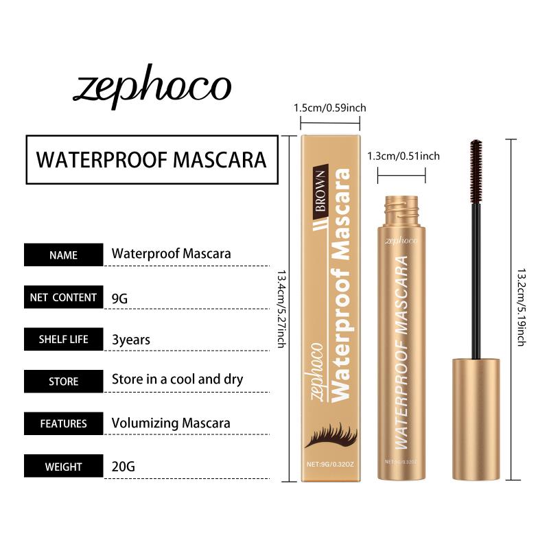 Curling Mascara Brown Lengthening Waterproof Gentle Formula Easy Care Daily Wear Natural Look Long-Lasting Quick Dry