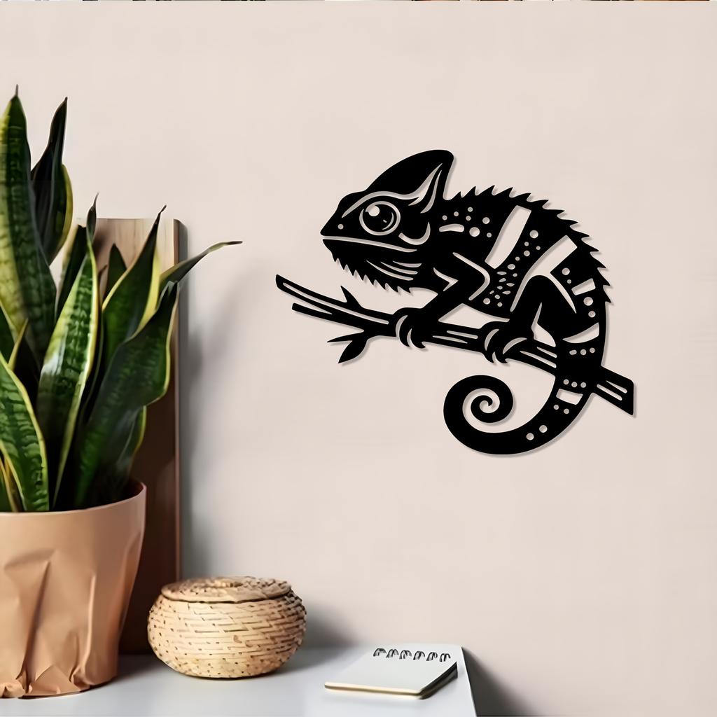Chamäleon Metall Wandkunst Lebendige Gartenskulptur Wetterfest Terrassen Außen Dekoration Bauernhaus Hängendes Ornament Reptilien Liebhaber Geschenk
