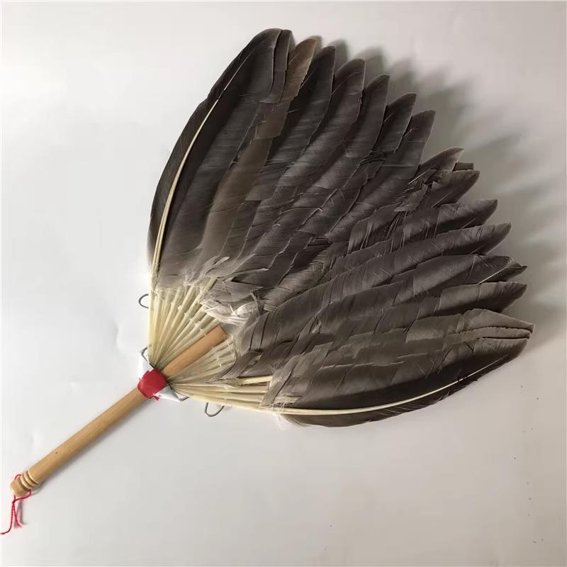 Chinese Vintage Goose Feather Hand Fan Zhuge Liang Style Kong Ming Fan Handmade Craft Fan Stage Performance Fan Baby Cool Fan