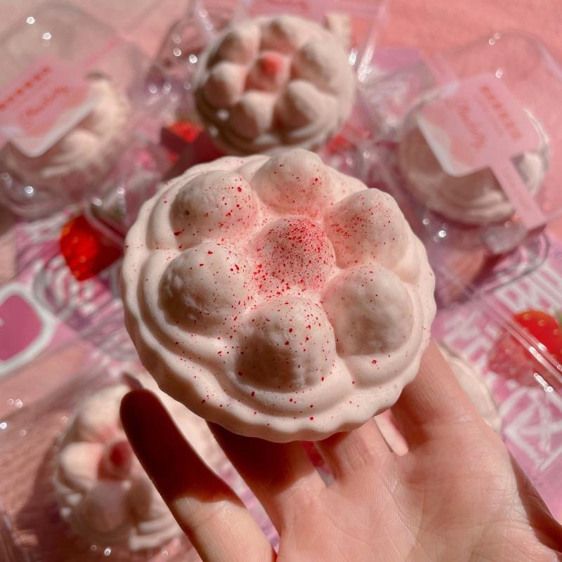 Cherry Strawberry Milk Cube Slow Rising Bread Bun Soft Fidget Toy Stress Relief Help Anxiety ADHD Gifts For Adults And Kids