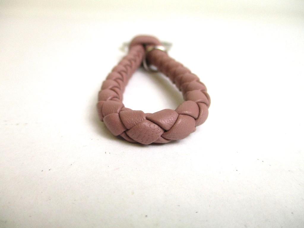Authentic BOTTEGA BENETA Intrecciato Beige pink Leather Silver H/W Key Chain Key Holder #a328  Refurbished