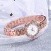 Ladies Bracelet Watch Rhinestone Quartz Analog Watch Sparkling Round Dial Wristwatch for Women Daily Party Date Wear
