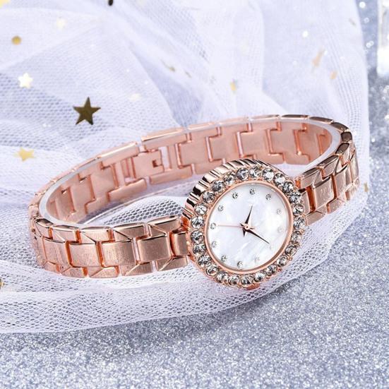 Ladies Bracelet Watch Rhinestone Quartz Analog Watch Sparkling Round Dial Wristwatch for Women Daily Party Date Wear