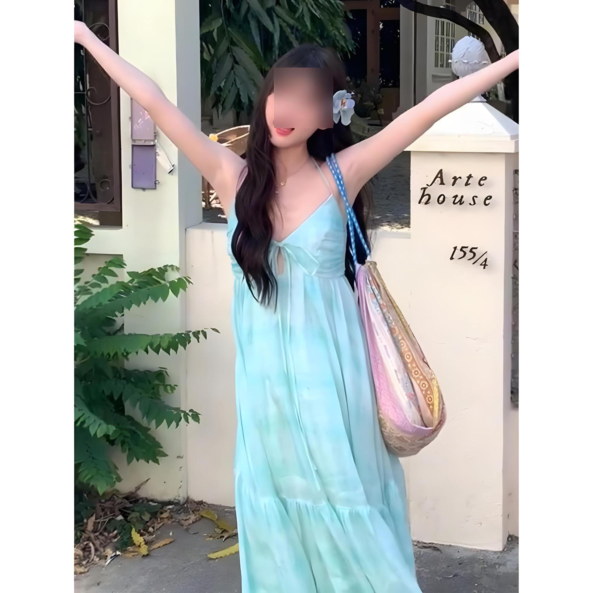 

Дорожная одежда пляжное платье приморский отпуск платье на бретелях с открытой спиной платье с большим подолом XL- (recommended 110-60kg)