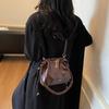 Premium Sense Woven Drawstring Bucket Bag Women's 2025 New Trendy Handbag Retro Versatile Messenger Bag Small Bag