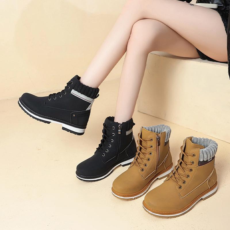 2025 Autumn Early Winter Shoes Women Single Boots Fashion Modern Ladies Ankle Boots Non-slip Plus Size 42 Black Yellow