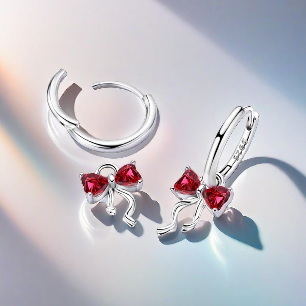 Christmas Bow Jewelry Set Copper Fashion Earring Necklace Ring Bracelet Tie Set Original Women Fine Festival Gift