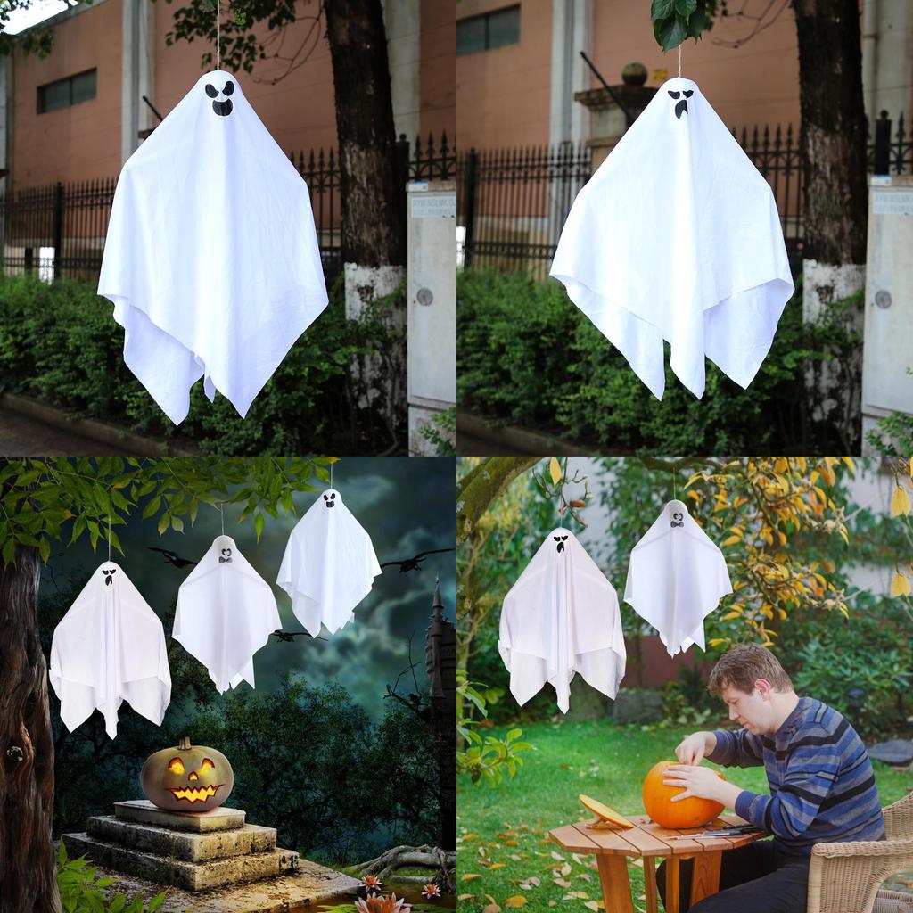 Whimsical White Ghost Hanging Decoration For Spooky Haunted House Halloween Decor