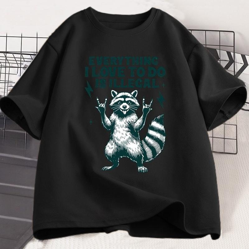 Funny Raccoon Graphic T Shirts Humor Cotton T Shirt for Unisex Women Casual Short Sleeve Loose Tshirt Harajuku Unisexs Clothes Tops