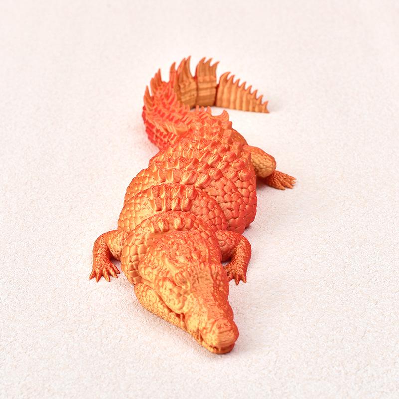 3D Printed Crocodile Can Open Mouth Articulated Body Model Mini Toy Joint Movable Articulated Figurin Desktop Ornament Kids Gift