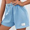 Women's Summer Drawstring Waist Patch Detail Shorts Casual Pants