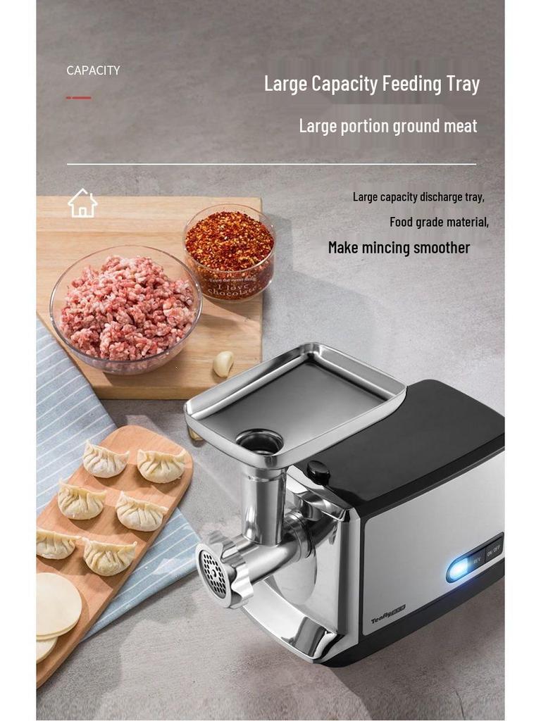 Tenfly Electric Meat Grinder & Sausage Stuffer - Multifunctional Stainless Steel Food Processor for Mincing and Stuffing.