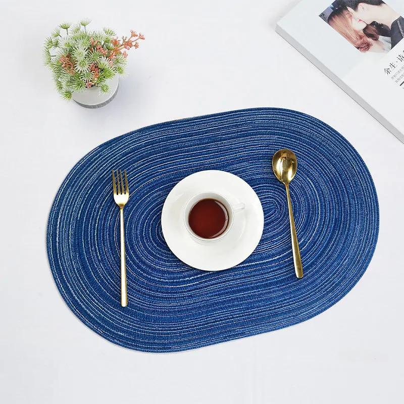 1pc Table Placemats Braided Placemats Dining Tables Natural Woven Oversized Place Mats Set Heat Resistant Pad Oval Table Mats