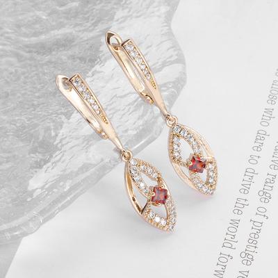 Hot Selling European and American Niche French Earrings with Crystal Inlaid Sweet Long Earrings