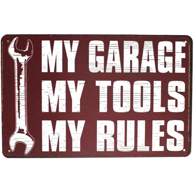 Vintage Metal Tin Signs  My Garage My Rules  Retro Wall Decor Plaque for Game Room Cafe Garage Club Bar Pubs  Iron Painting Deco